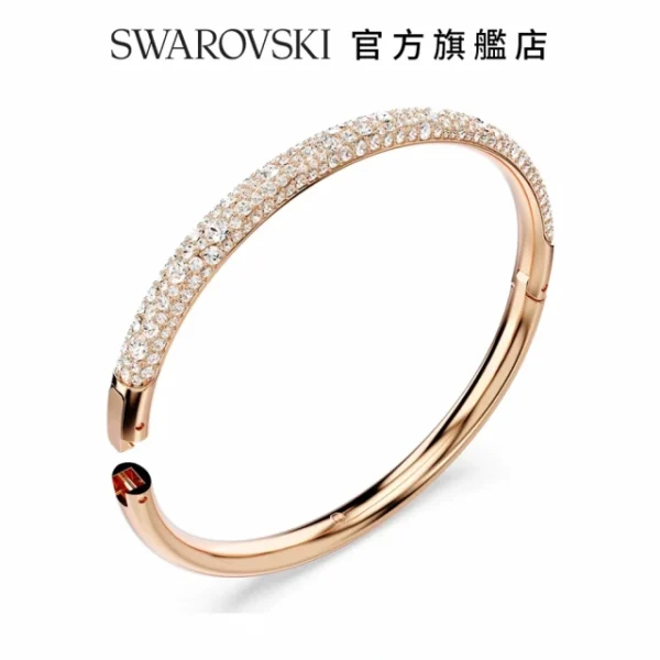 SWAROVSKI Meteora 手鐲 雪花密鑲 白色 鍍玫瑰金色調：圖片 3
