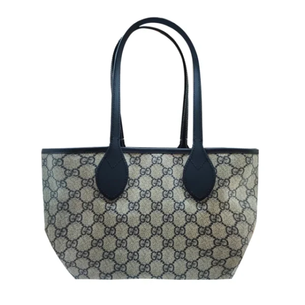 GUCCI 經典Totissima系列雙面小號牛仔托特包(藍色)：圖片 5