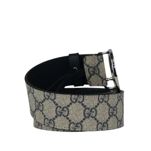 GUCCI Blondie GG 銀色標誌塗層帆布及皮革_寬4cm(藍色)：圖片 3